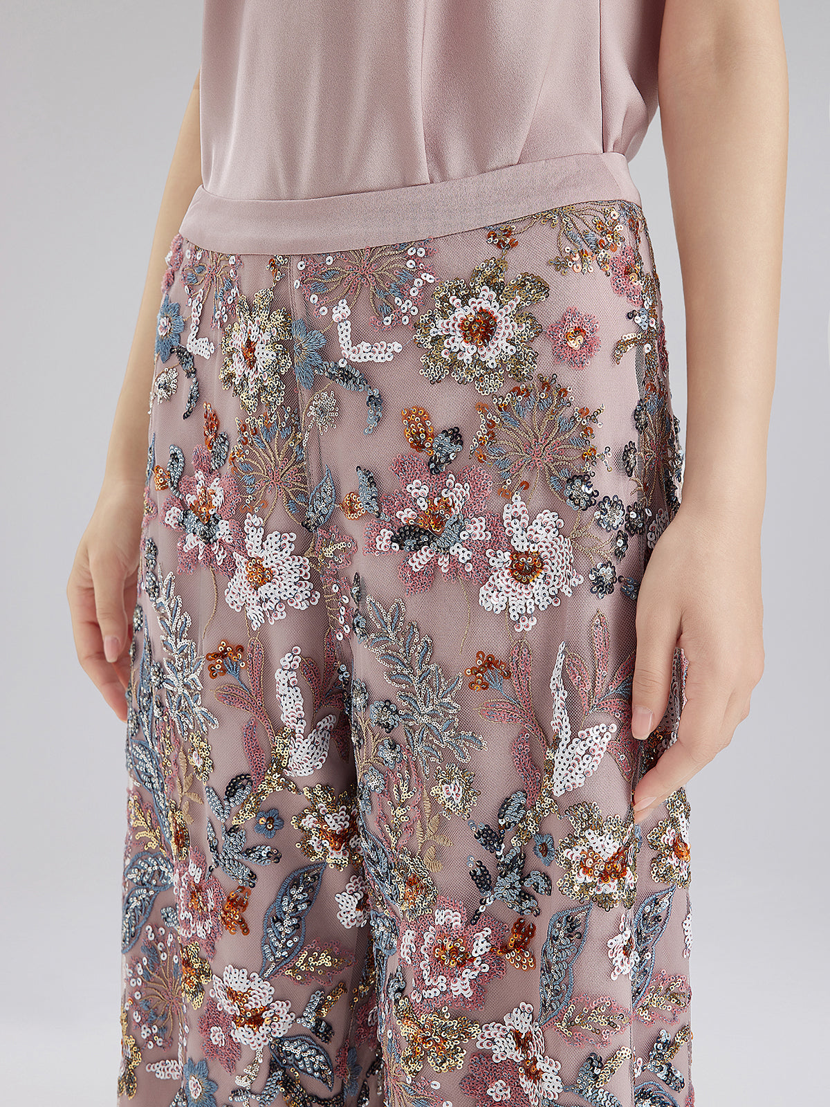 Multicolor Sequin Embroidered Trousers