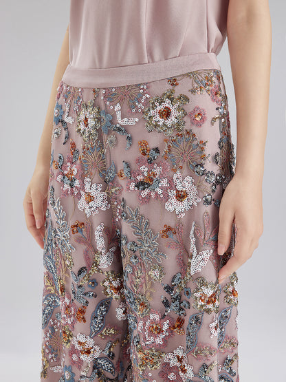 Multicolor Sequin Embroidered Trousers