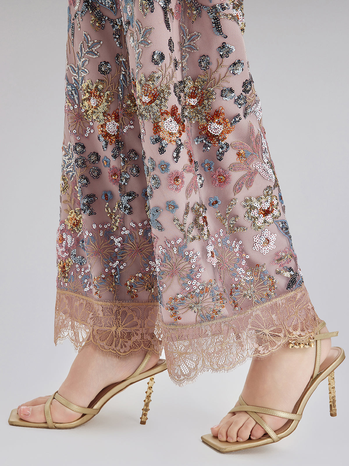 Multicolor Sequin Embroidered Trousers