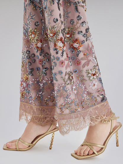 Multicolor Sequin Embroidered Trousers