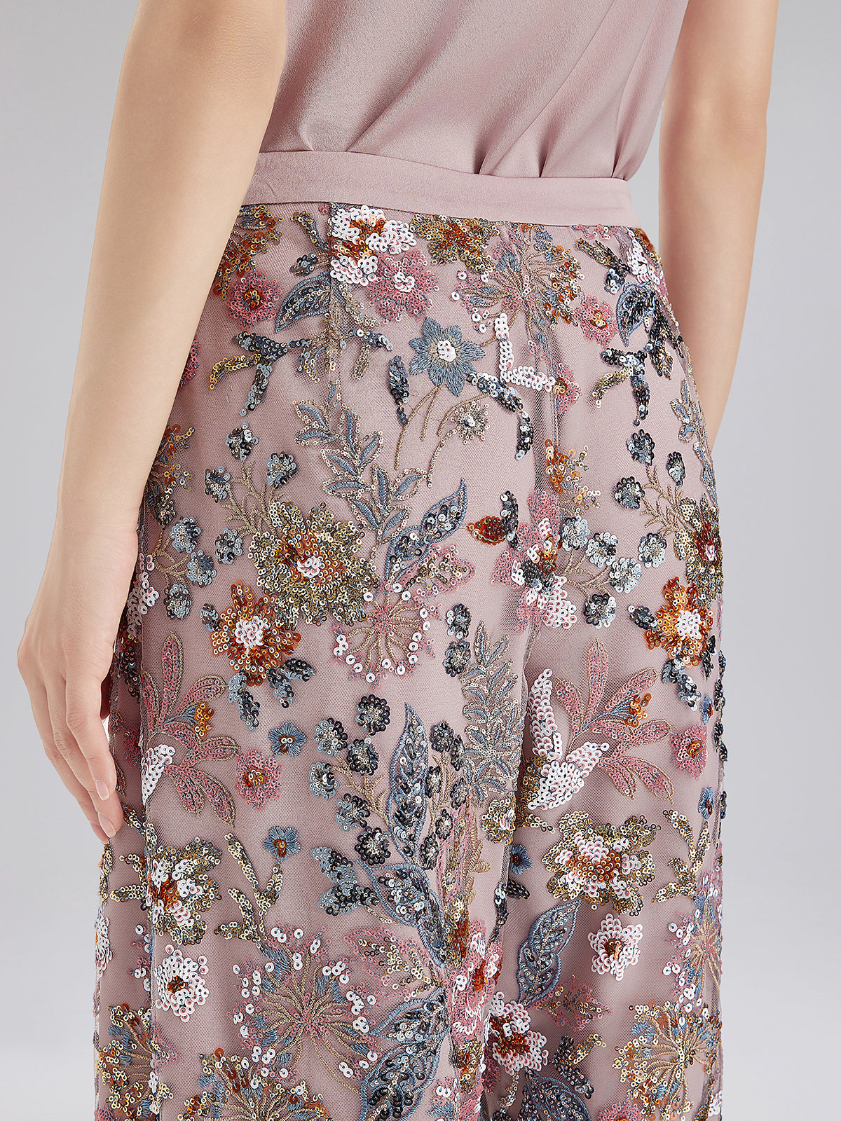 Multicolor Sequin Embroidered Trousers