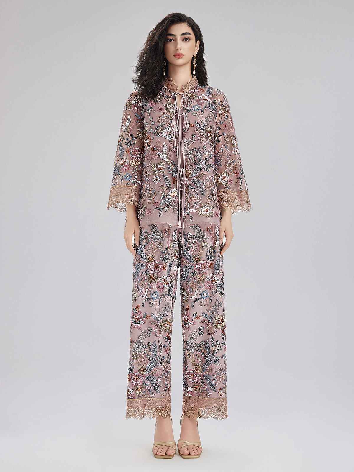 Multicolor Sequin Embroidered Trousers