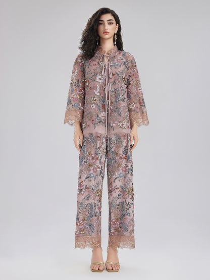 Multicolor Sequin Embroidered Trousers