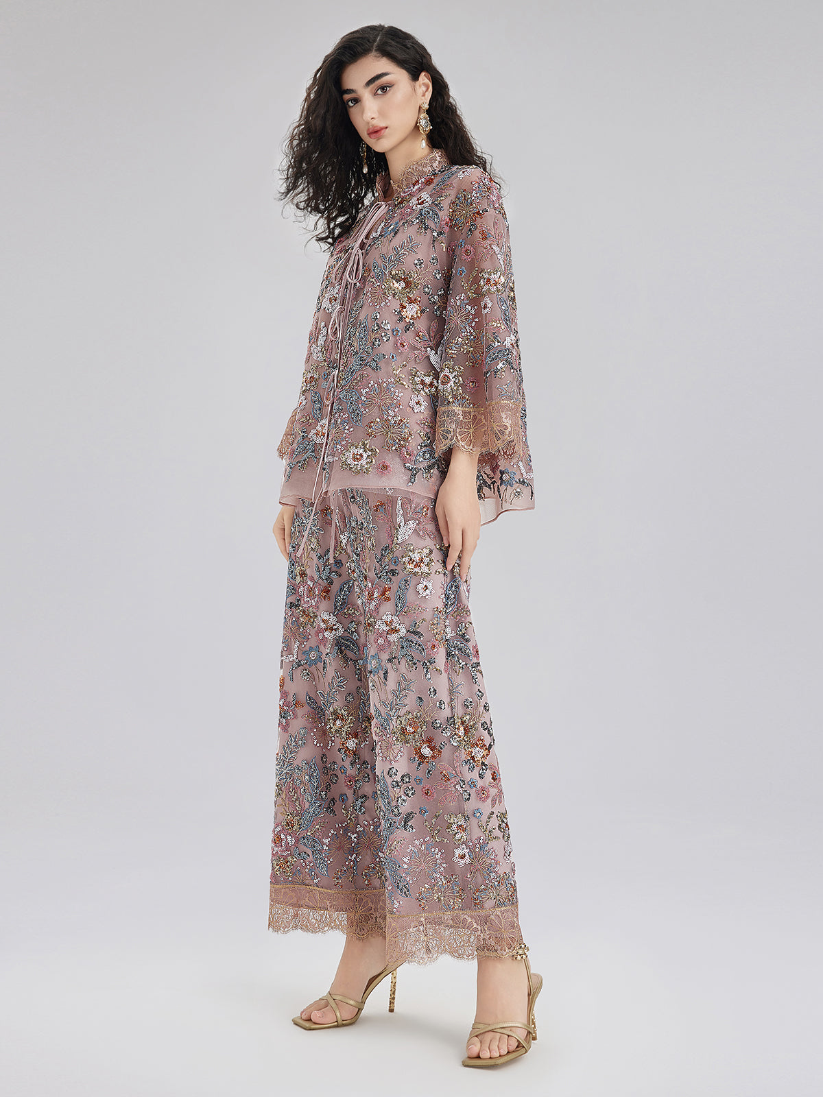 Multicolor Sequin Embroidered Trousers