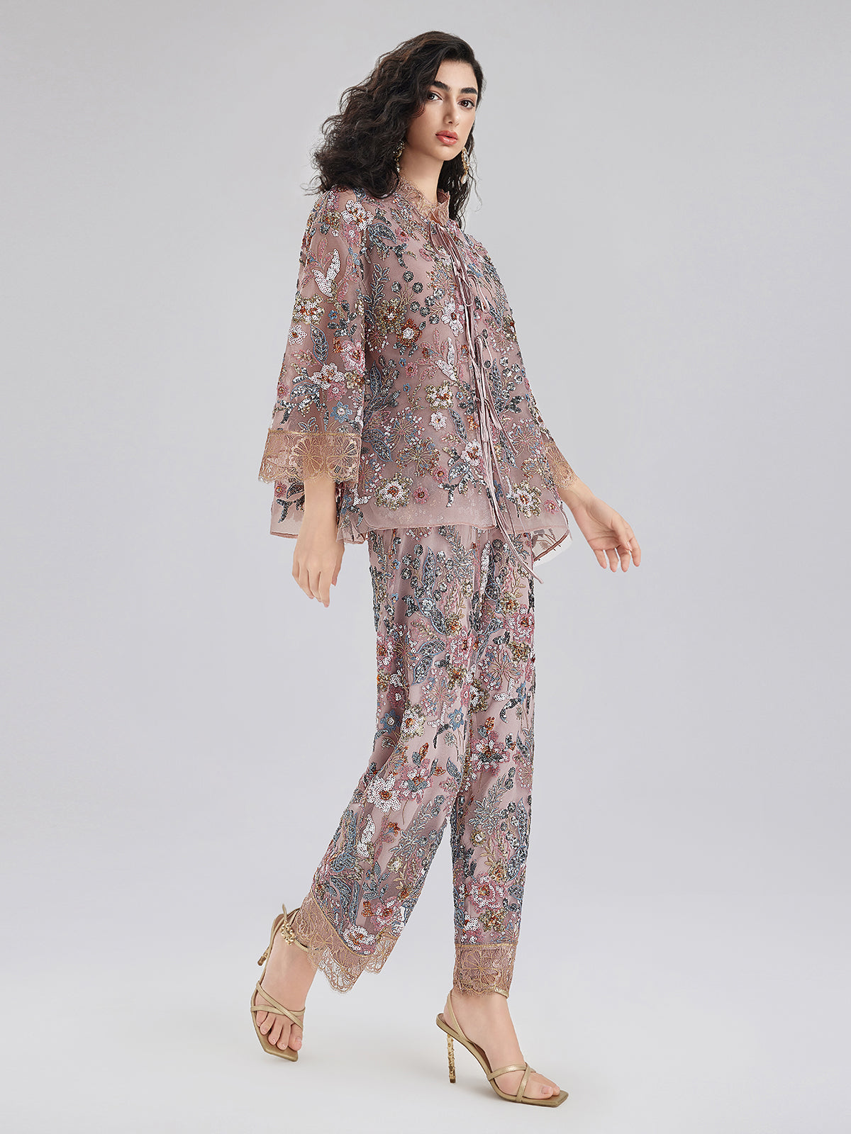 Multicolor Sequin Embroidered Trousers