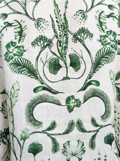 100% Linen Hand Painted Greenery Print Shirt