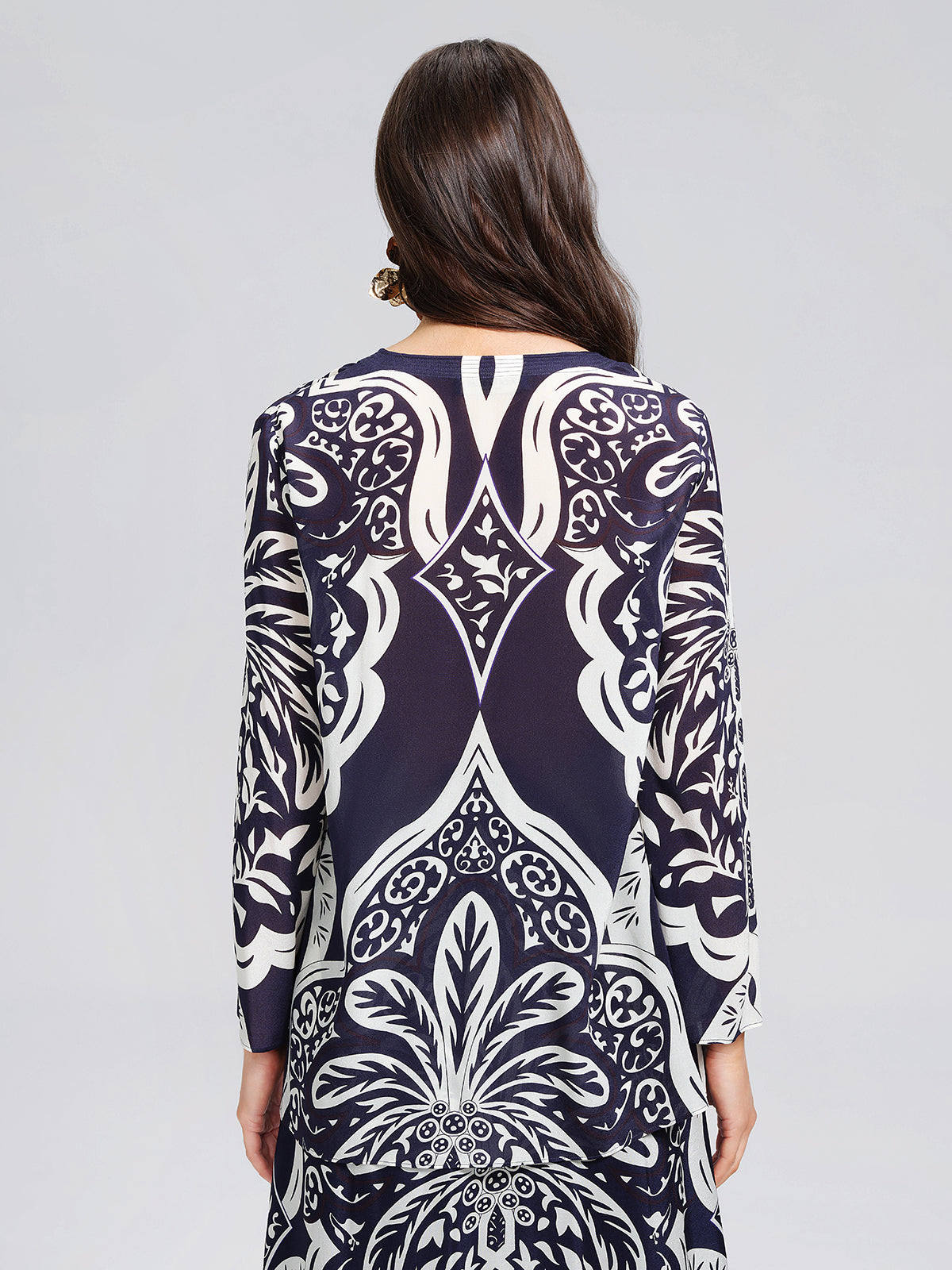 100% Silk Beaded Ethnic Paisley Print Blouse