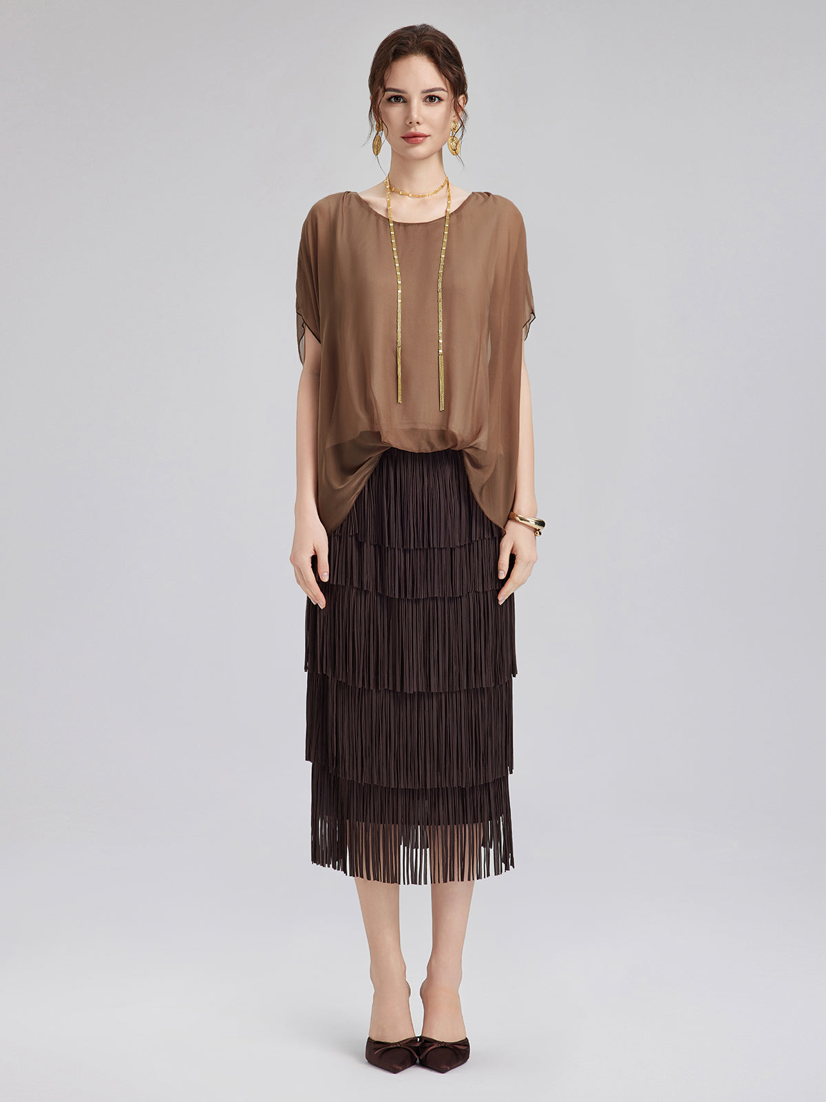 Hand-Dyed Sheer Silk Blouse