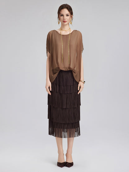Hand-Dyed Sheer Silk Blouse