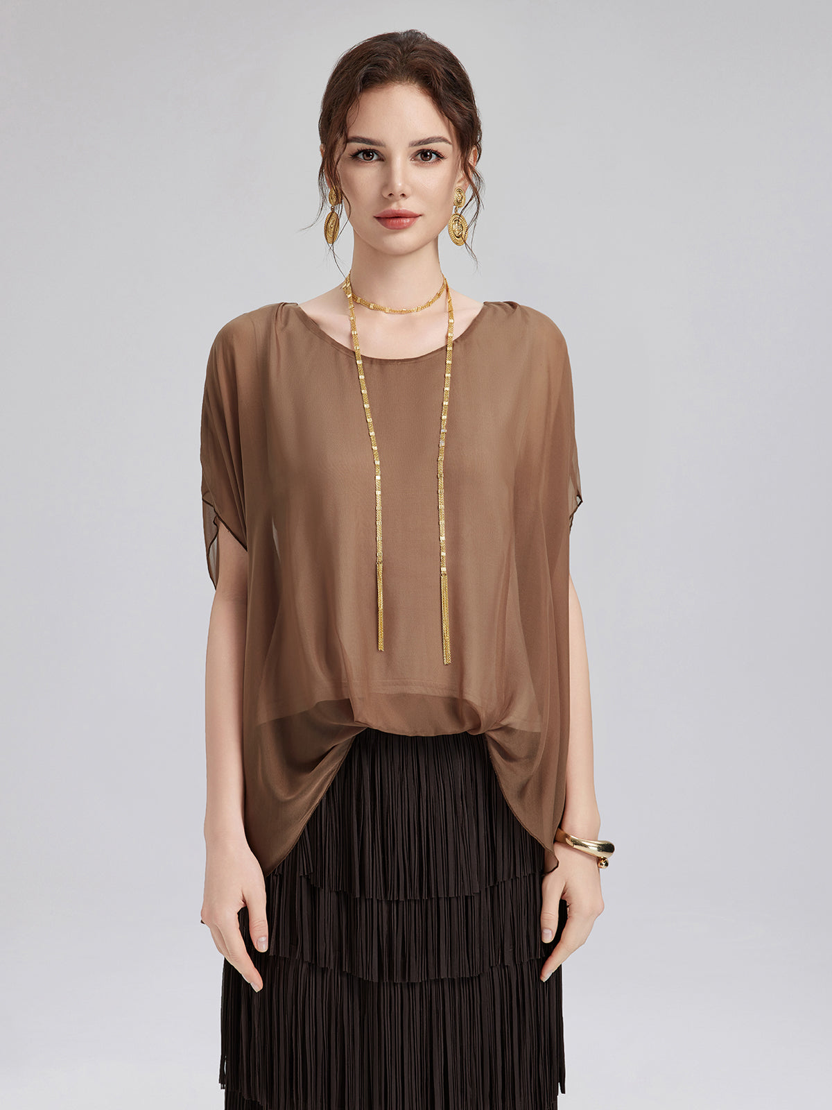 Hand-Dyed Sheer Silk Blouse