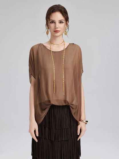 Hand-Dyed Sheer Silk Blouse