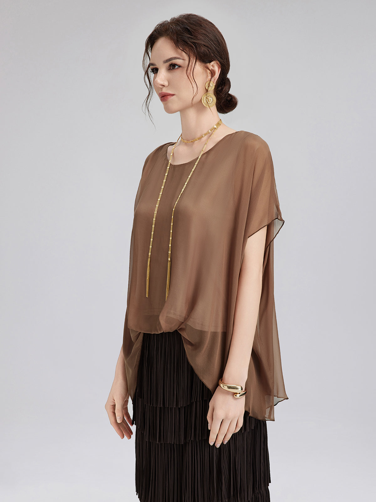 Hand-Dyed Sheer Silk Blouse