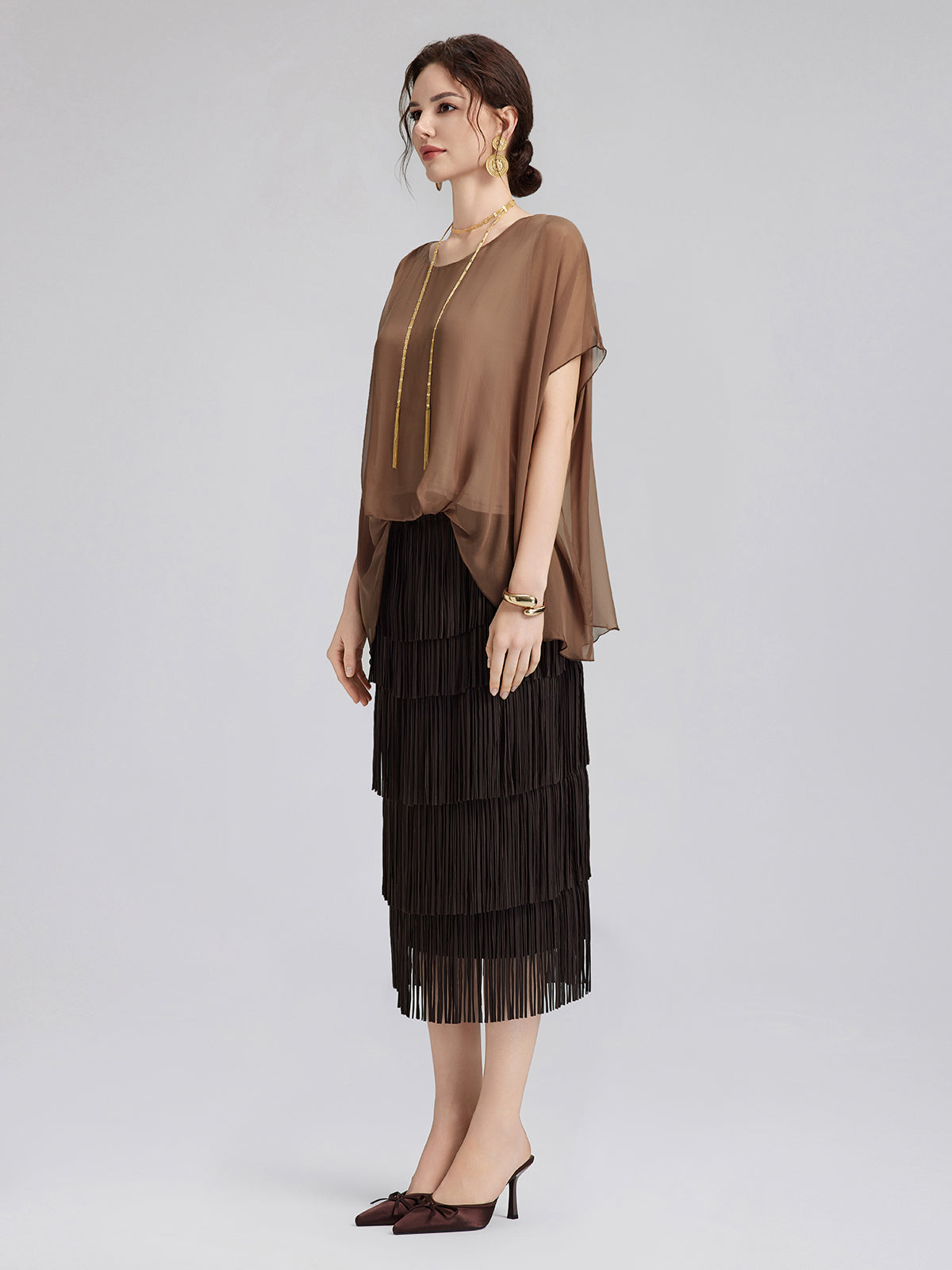 Hand-Dyed Sheer Silk Blouse