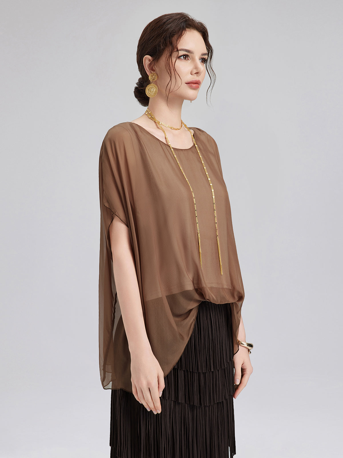 Hand-Dyed Sheer Silk Blouse