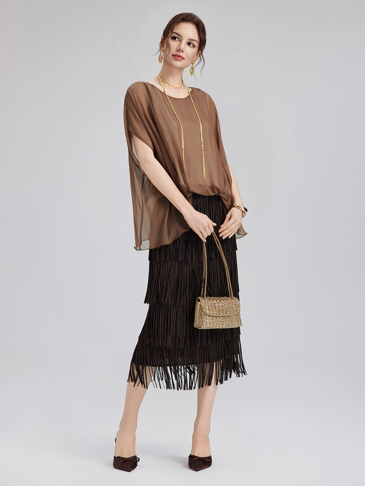 Hand-Dyed Sheer Silk Blouse