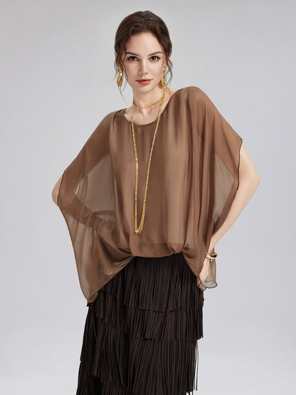 Hand-Dyed Sheer Silk Blouse