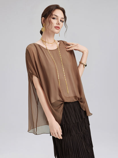 Hand-Dyed Sheer Silk Blouse