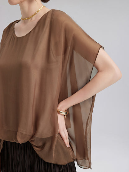 Hand-Dyed Sheer Silk Blouse