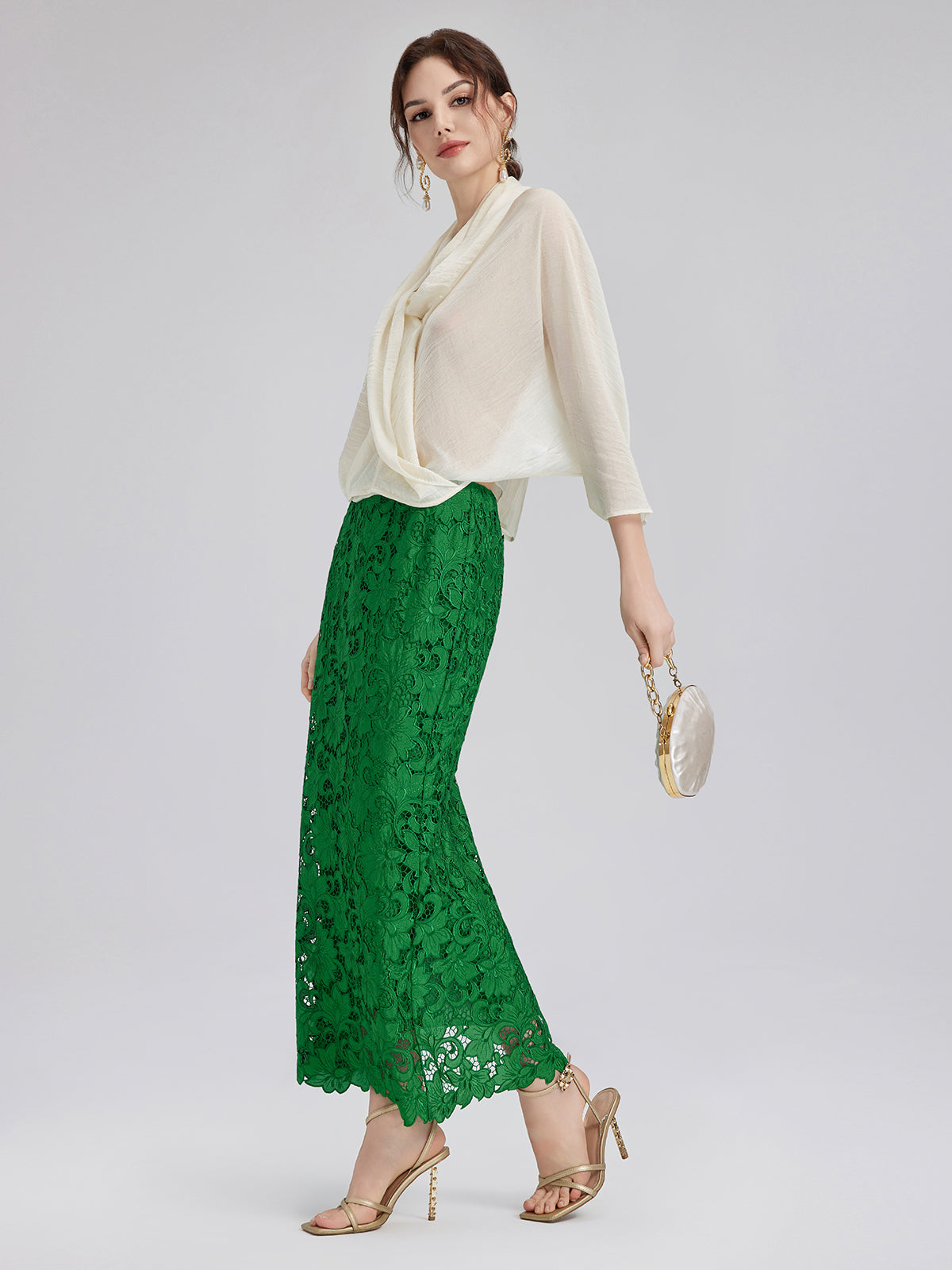 Asymmetric Cowl Neck Acetate Top