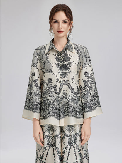 Black Eyelash Lace Turn-down Collar Shirt