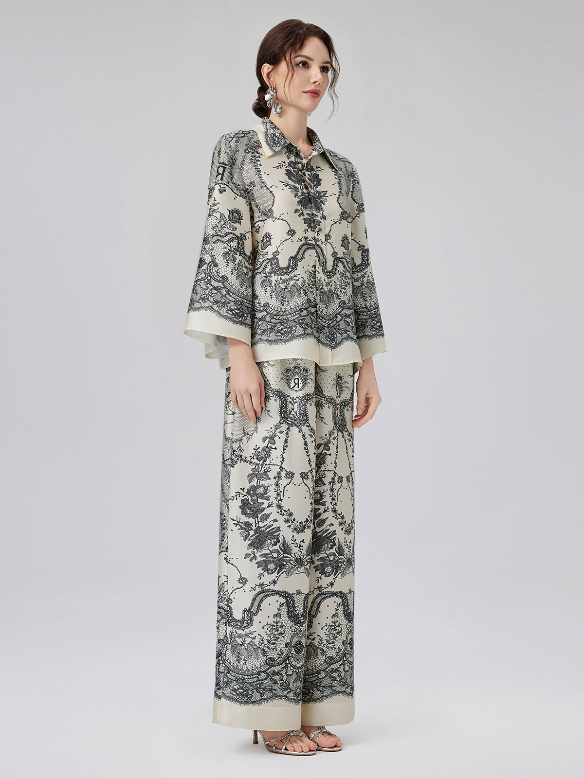 Black Eyelash Lace Relaxed Pants