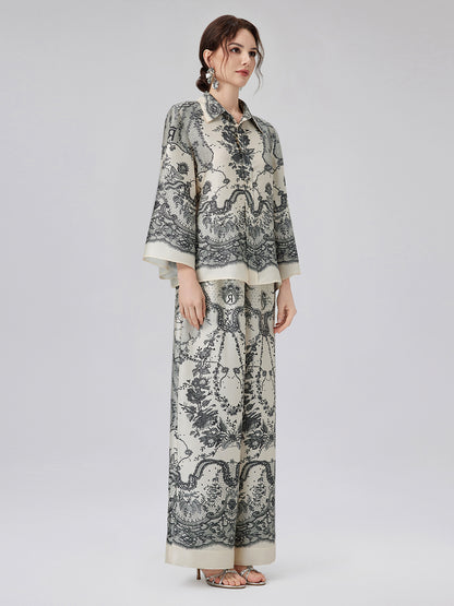 Black Eyelash Lace Turn-down Collar Shirt