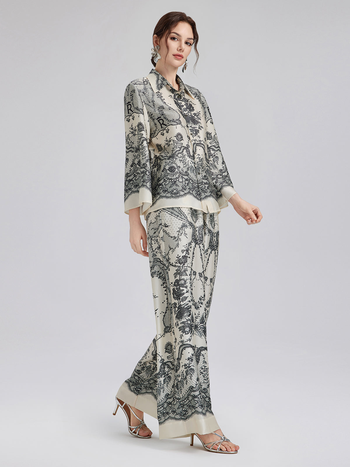 Black Eyelash Lace Turn-down Collar Shirt