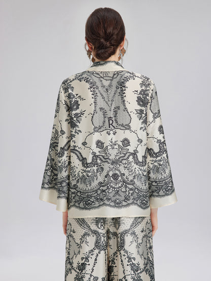 Black Eyelash Lace Turn-down Collar Shirt