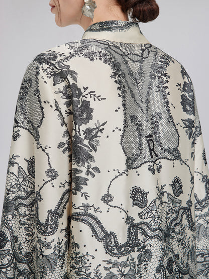 Black Eyelash Lace Turn-down Collar Shirt