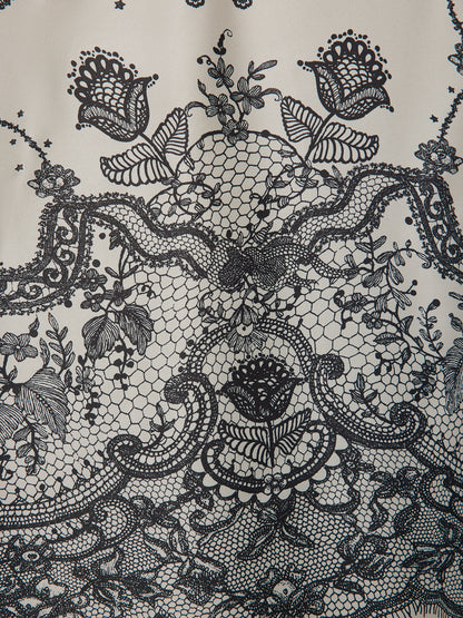 Black Eyelash Lace Turn-down Collar Shirt