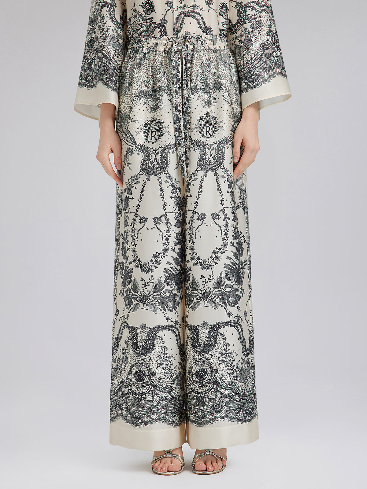 Black Eyelash Lace Relaxed Pants