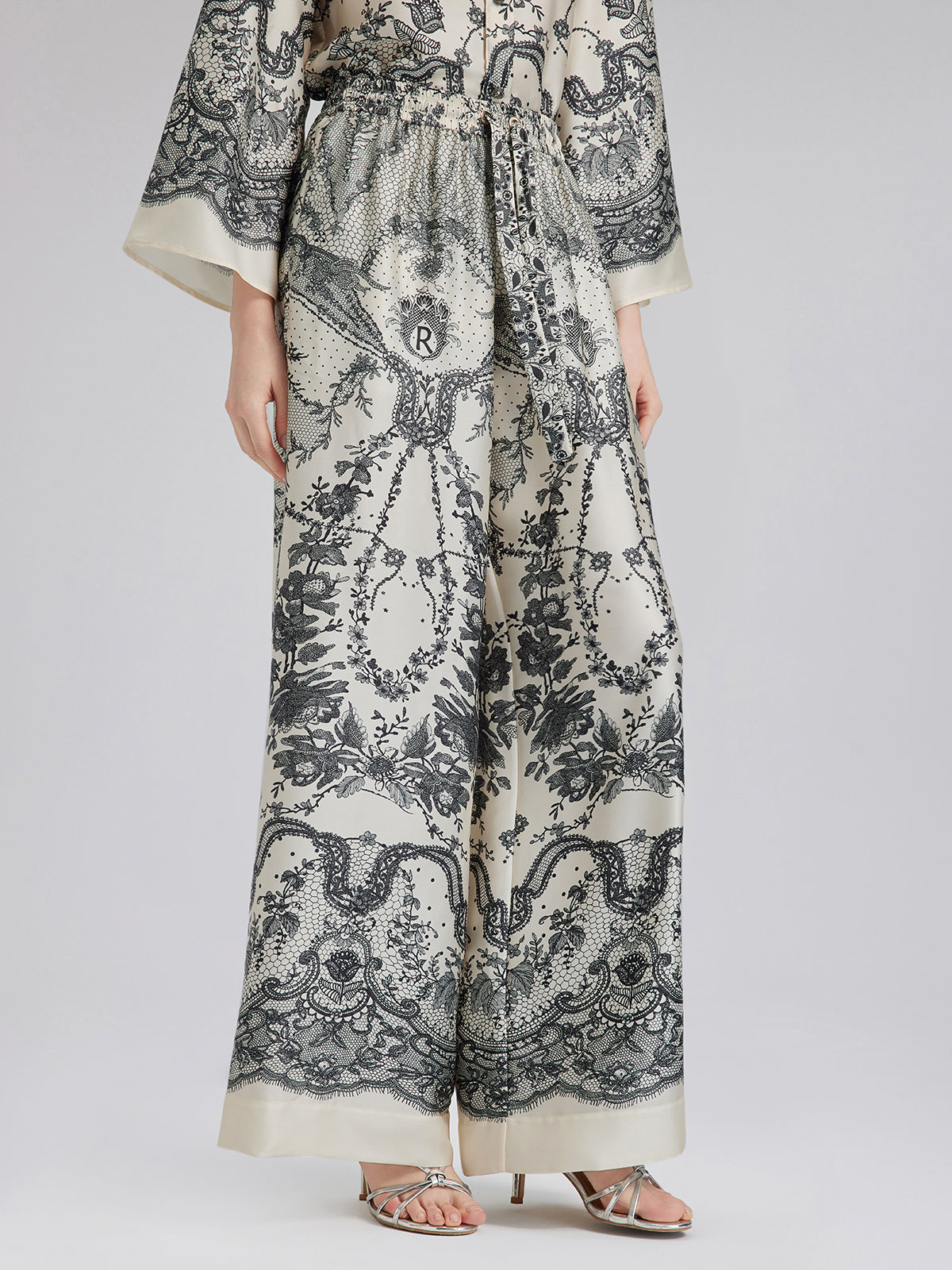 Black Eyelash Lace Relaxed Pants