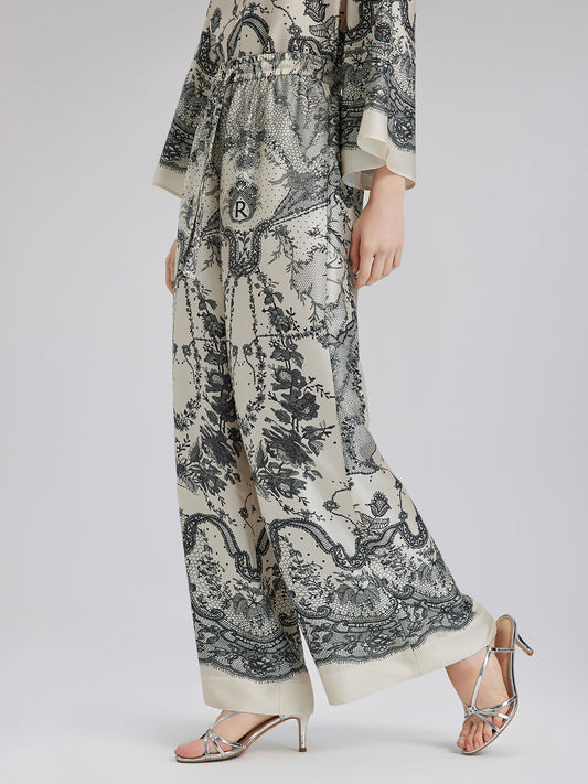 Black Eyelash Lace Relaxed Pants