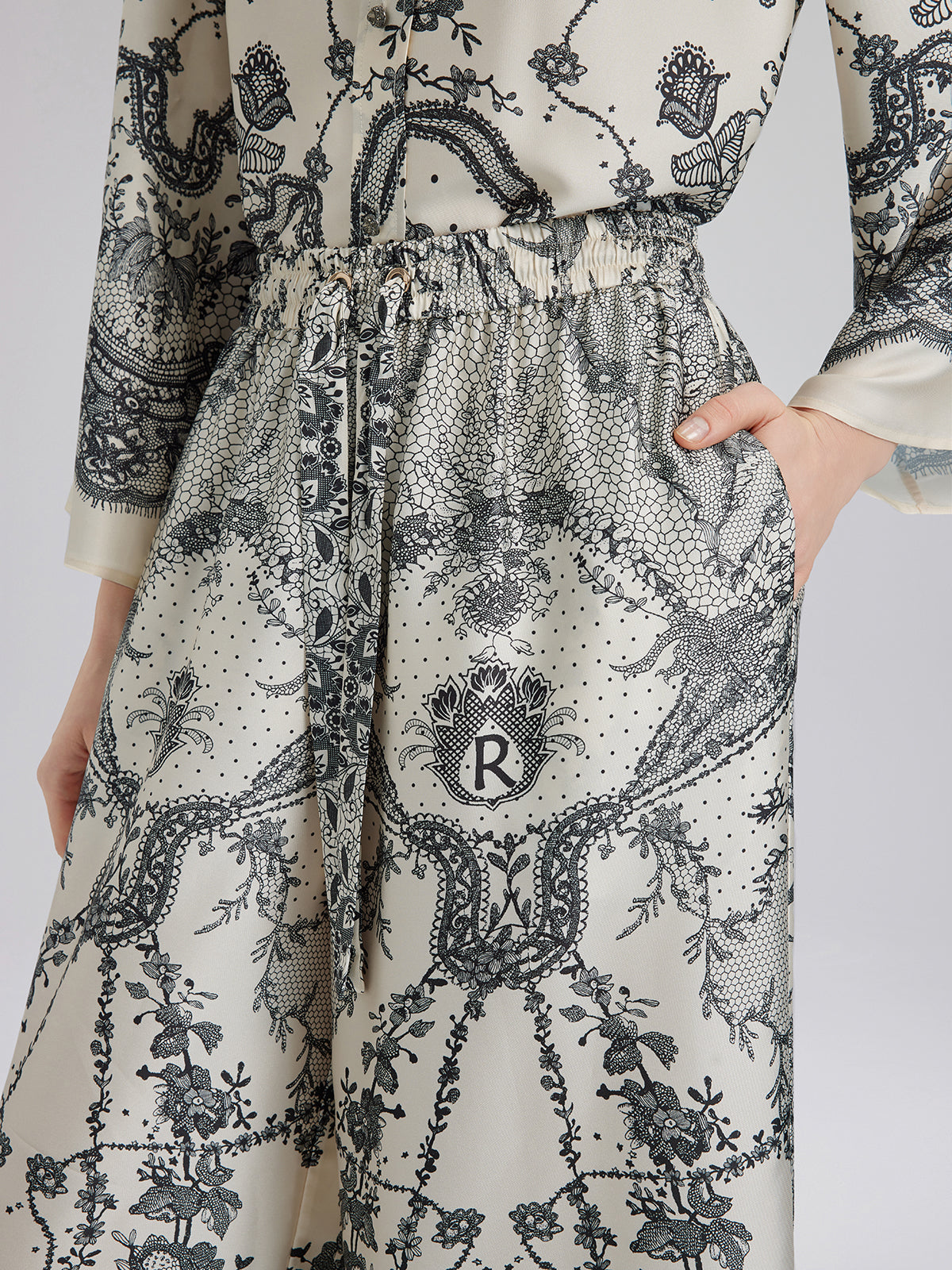 Black Eyelash Lace Relaxed Pants