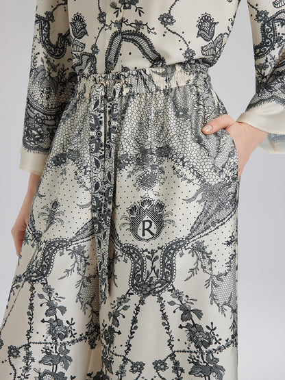 Black Eyelash Lace Relaxed Pants