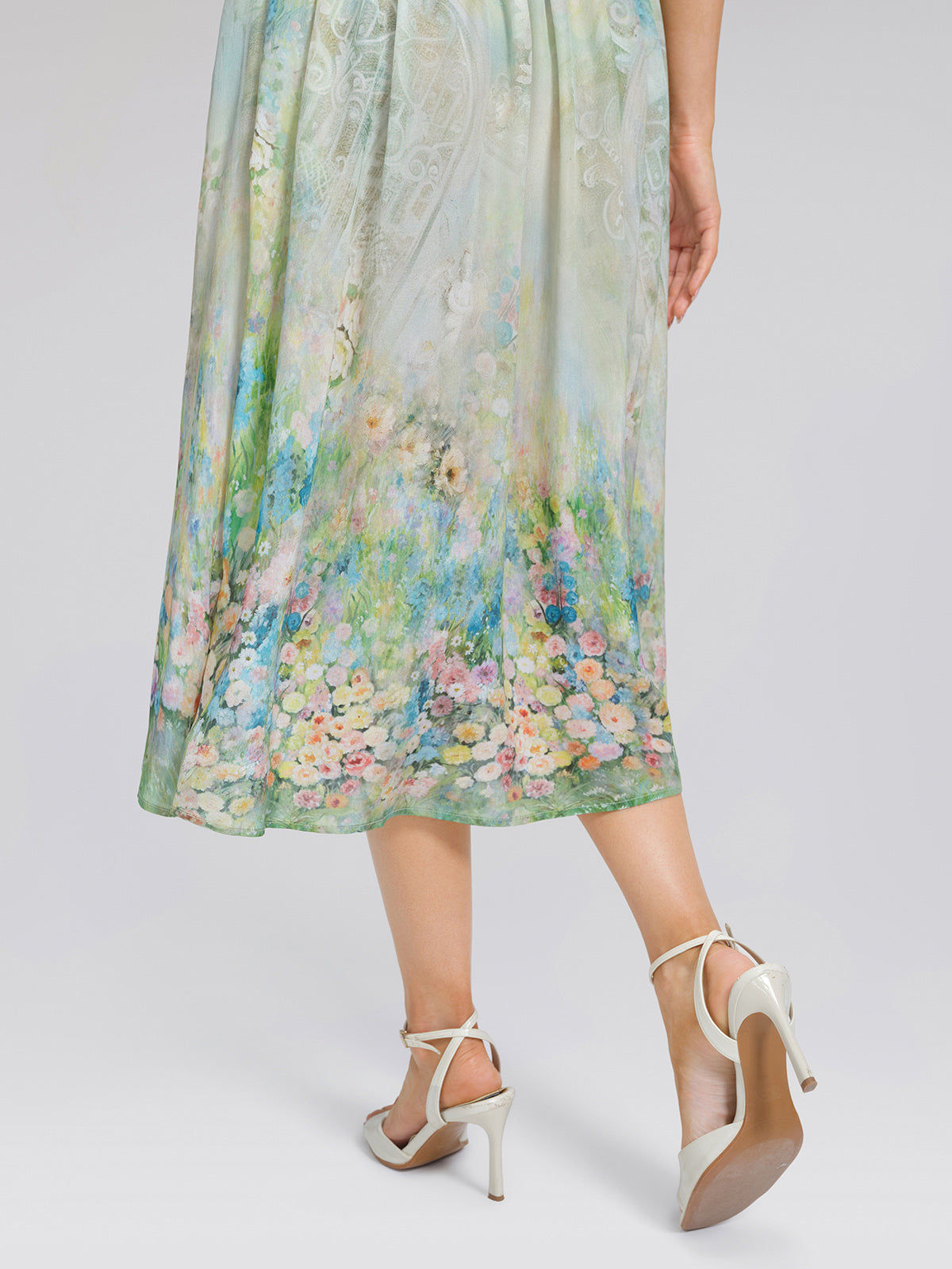 100% Silk Monet Garden Print Dress