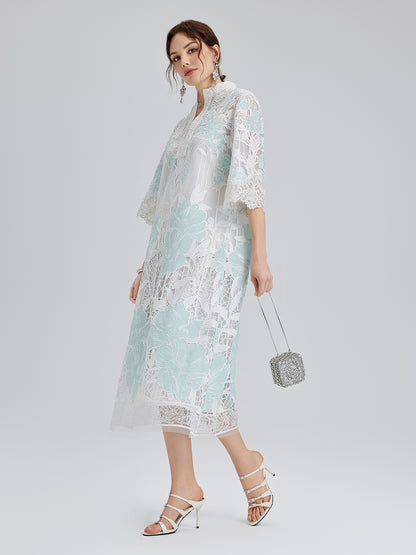 Guipure Lace Embroidered Openwork Appliqué Robe