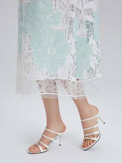 Guipure Lace Embroidered Openwork Appliqué Robe