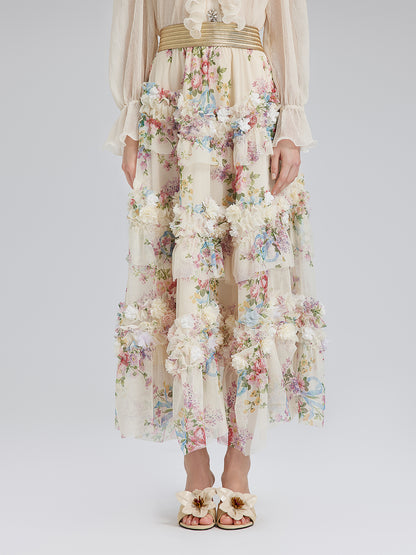 Handcrafted Floral French-Inspired Tulle Skirt
