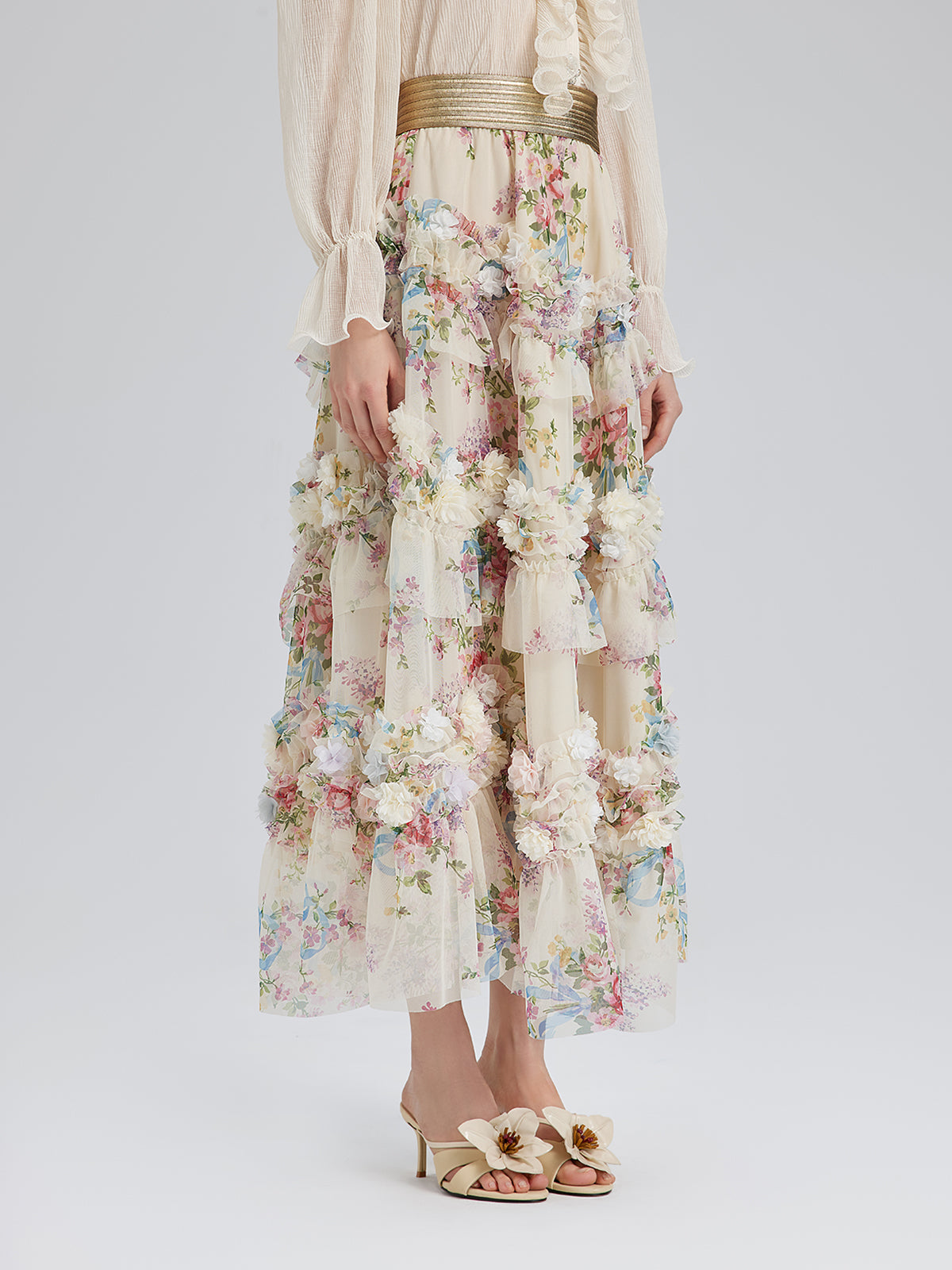 Handcrafted Floral French-Inspired Tulle Skirt