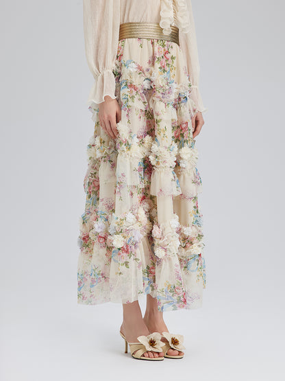 Handcrafted Floral French-Inspired Tulle Skirt
