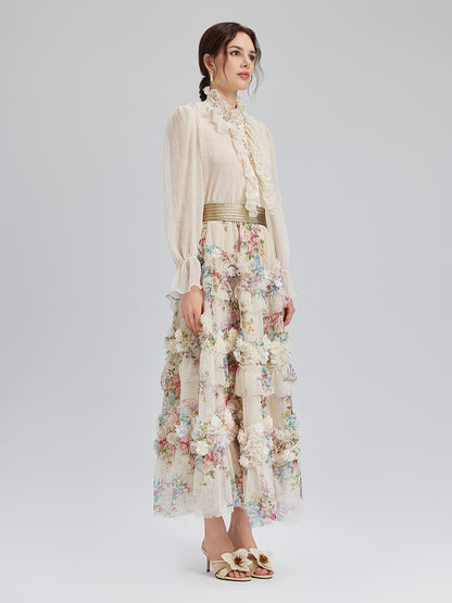 Handcrafted Floral French-Inspired Tulle Skirt