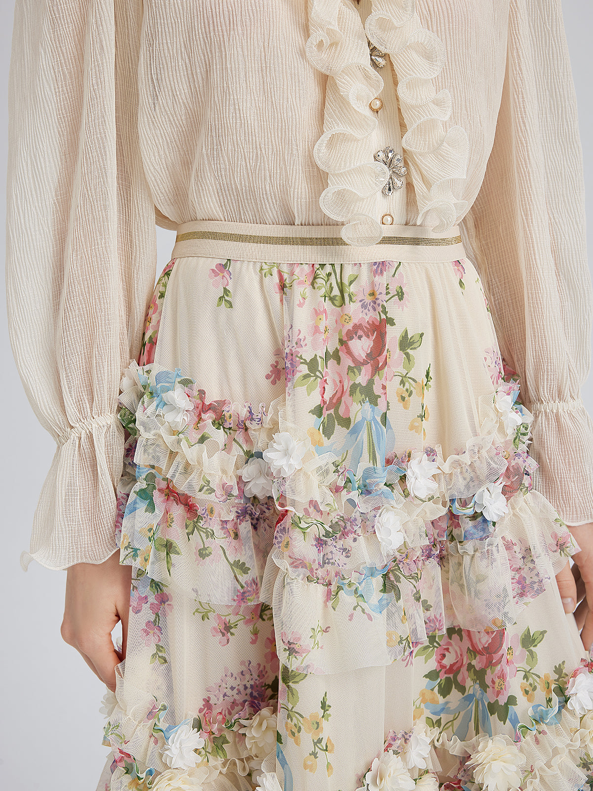 Handcrafted Floral French-Inspired Tulle Skirt