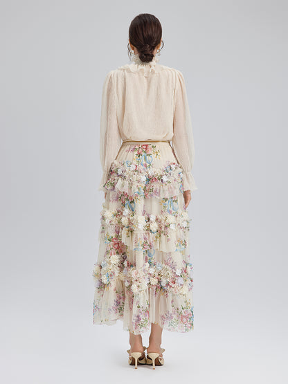 Handcrafted Floral French-Inspired Tulle Skirt
