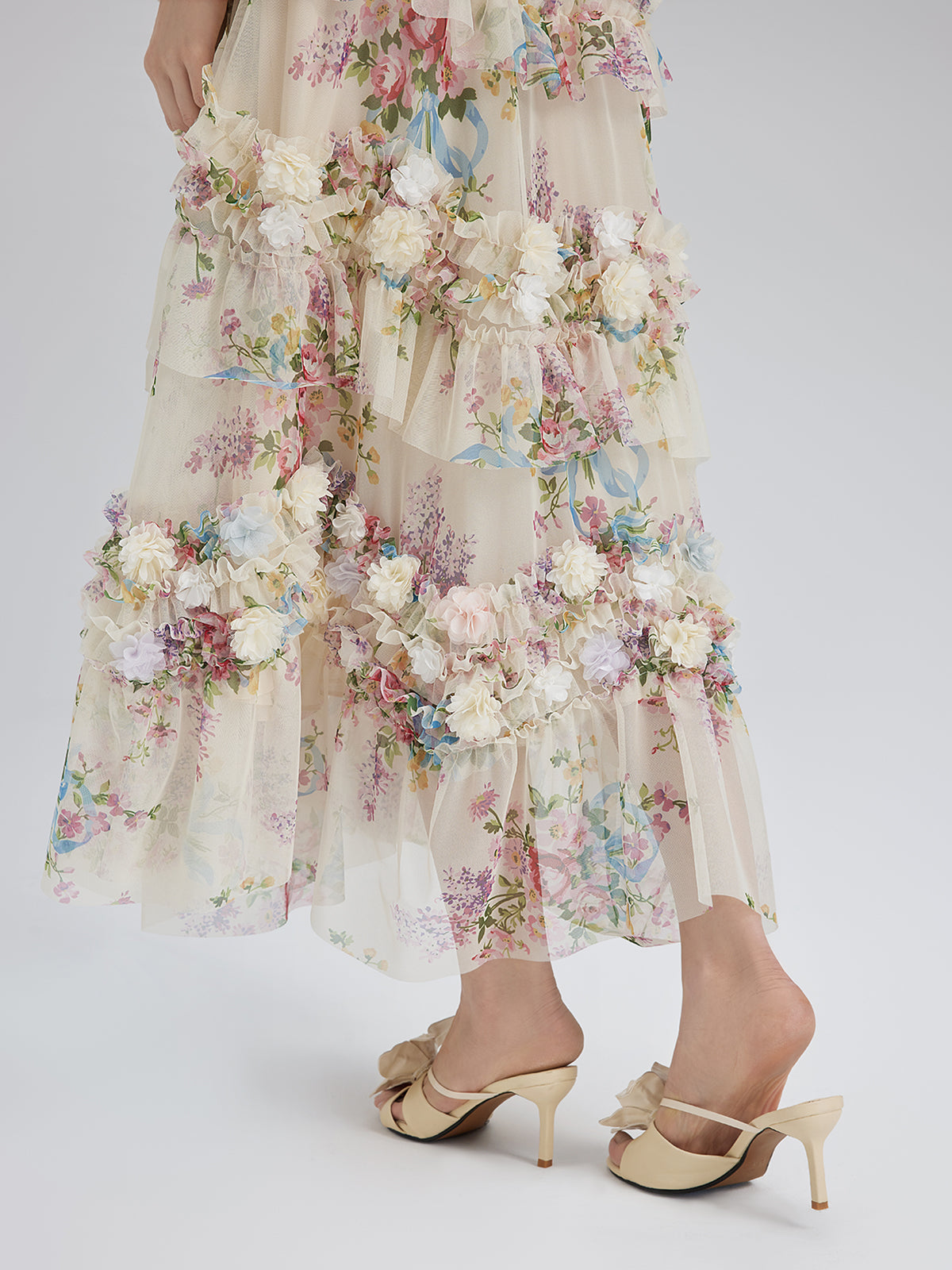 Handcrafted Floral French-Inspired Tulle Skirt