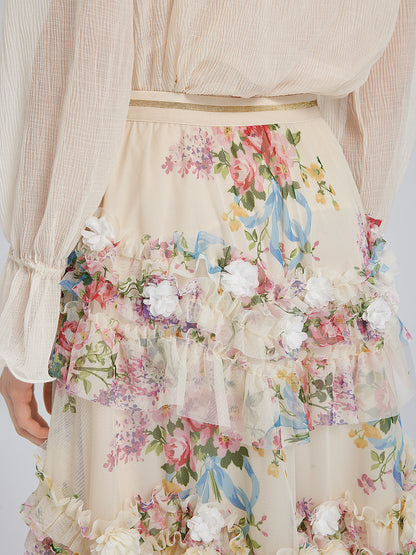 Handcrafted Floral French-Inspired Tulle Skirt