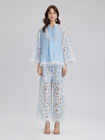 Two-Tone Lace Baroque Butterfly Top