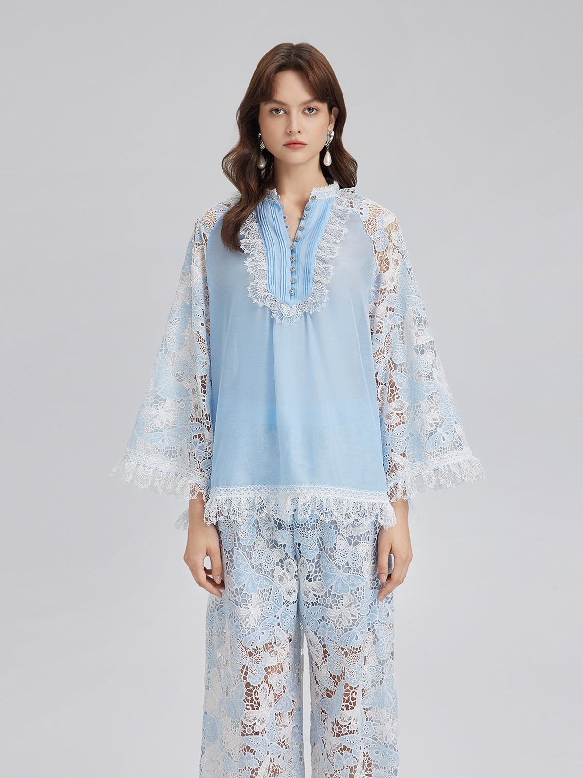 Two-Tone Lace Baroque Butterfly Top