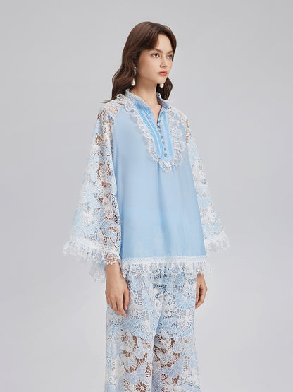 Two-Tone Lace Baroque Butterfly Top