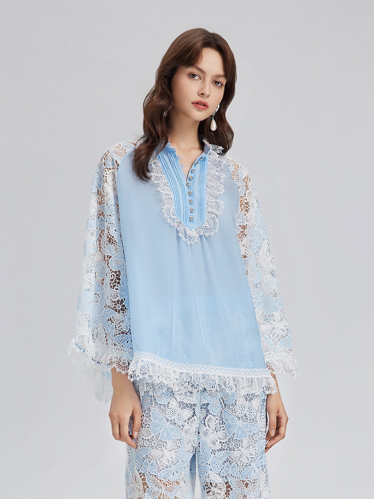 Two-Tone Lace Baroque Butterfly Top
